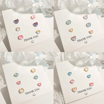 DAIIIBABYYY  -  Colorful Laser Transparent Heart Round Stud Earrings Set Korean Fashion for Women INS Style Mini Party Earring Jewelry